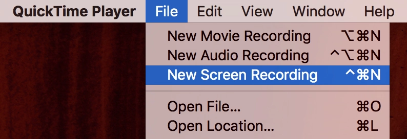 QuickTime Player New Screen Recording