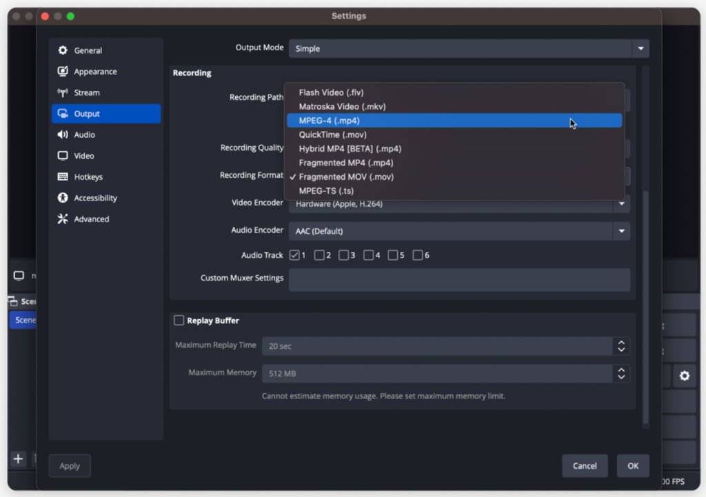 Output configuration